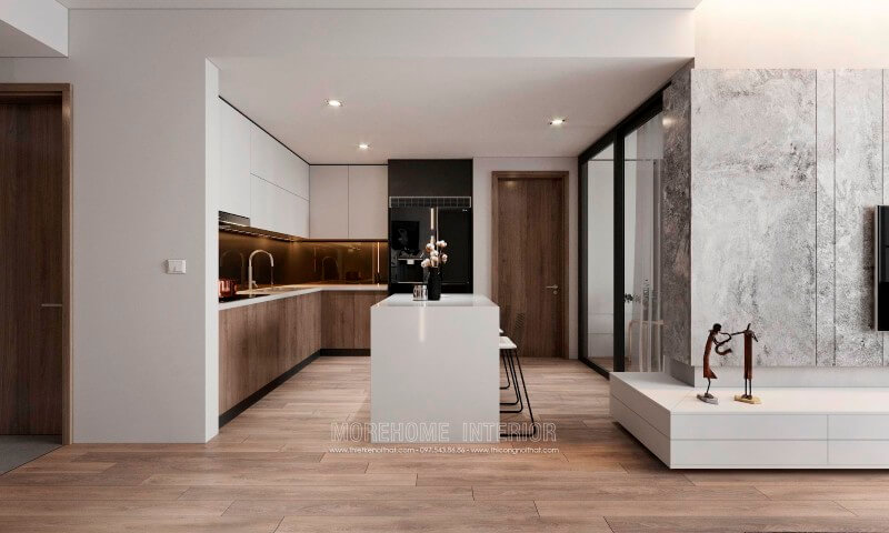 Thiết kế nội thất phòng bếp chung cư cao cấp phong cách hiện đại, sang trọng Thiết kế nội thất phòng bếp