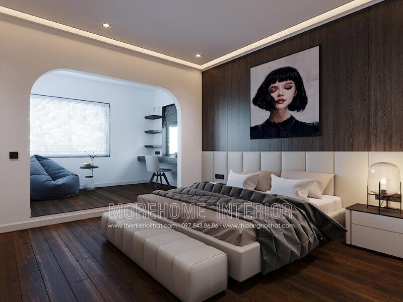 Tranh canvas treo tường đẹp tạo điểm nhấn độc đáo cho phòng ngủ hiện đại, nữ tính.