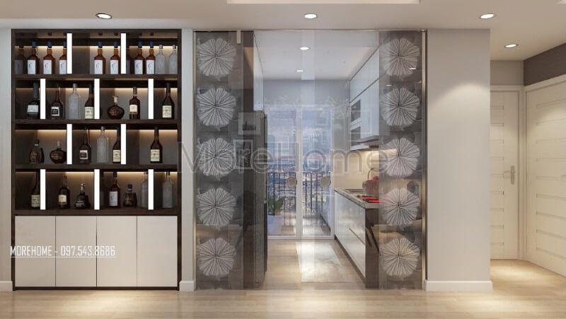 Căn hộ chung cư sang trọng và ấn tượng hơn với mẫu tủ rượu gỗ công nghiệp
