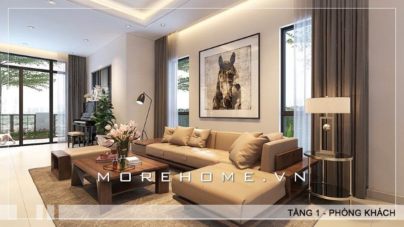 Bàn trà được làm hoàn toàn từ gỗ óc chó với kiểu dáng thiết kế đơn giản nhưng lại tiện nghi và gây được ấn tượng với các gia chủ.