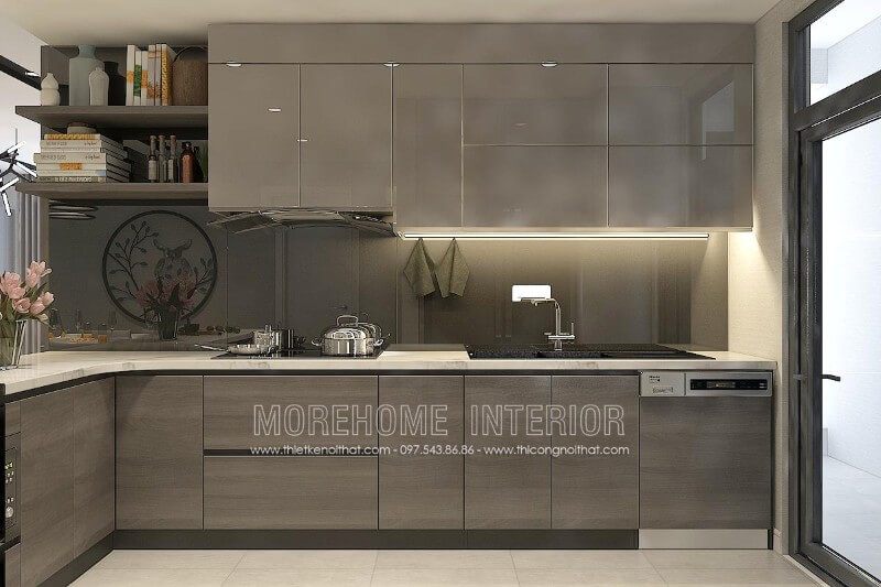 Thiết kế nội thất tủ bếp chung cư Discovery Complex tại Hà Nội cao cấp và ấn tượng