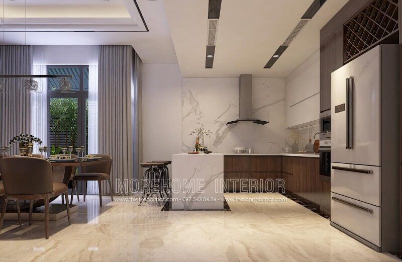 Lựa chọn tủ bếp gỗ chữ u đầy sang trọng và ấn tượng cho nhà biệt thự, chung cư cao cấp