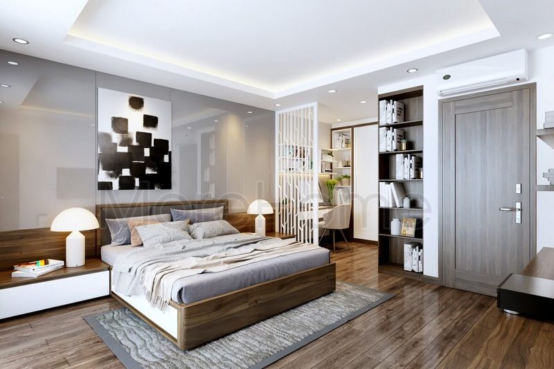 Mẫu giường ngủ đẹp cho nhà phố đẹp, ấn tượng giường gỗ tự nhiên