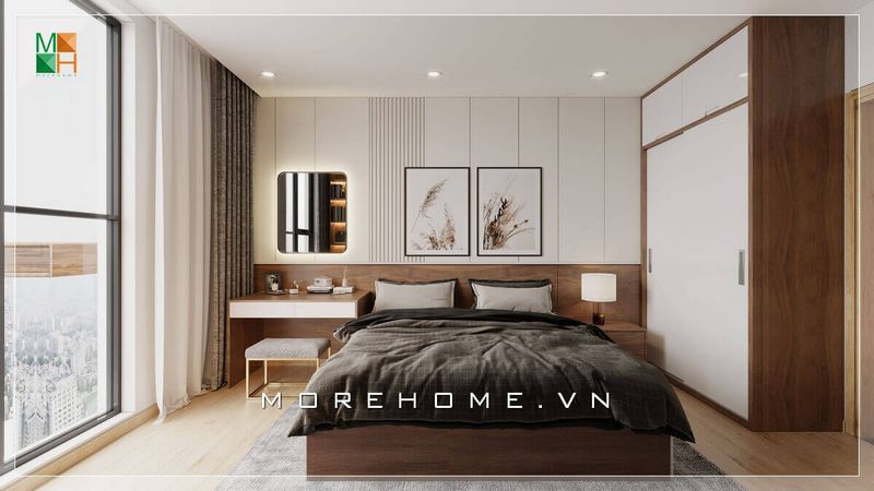 Gương trang điểm gắn tường thế hiện sự sáng tạo trong thiết kế nội thất phòng ngủ hiện đại